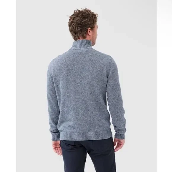 Rodd & Gunn Merrick Bay 1/4 Zip Cotton Sweater in Indigo Size XL - Picture 3 of 12
